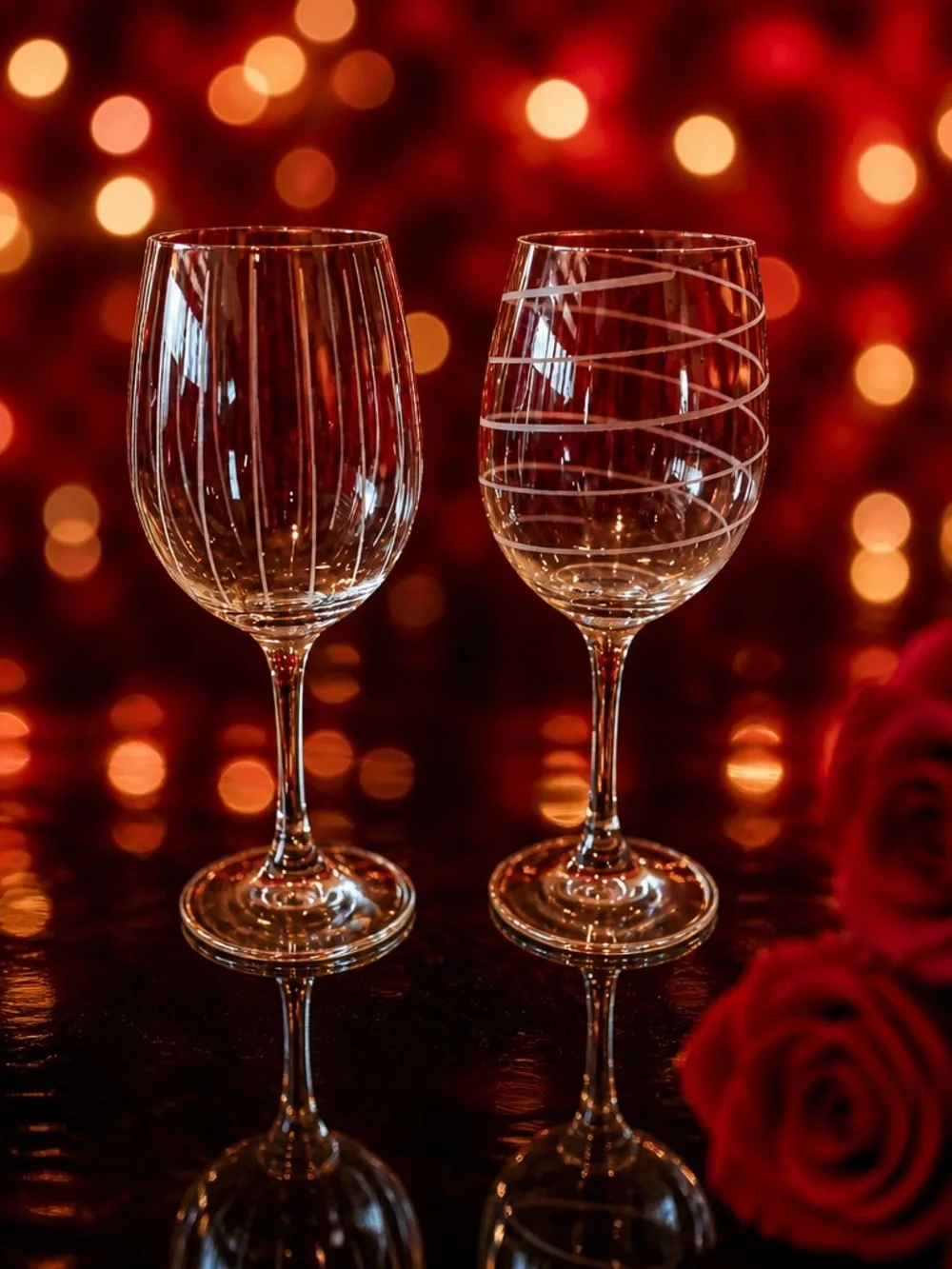 Mikasa Cheers Collection, Etched White Wine Glasses, Set Of 2 Stripes Swirls